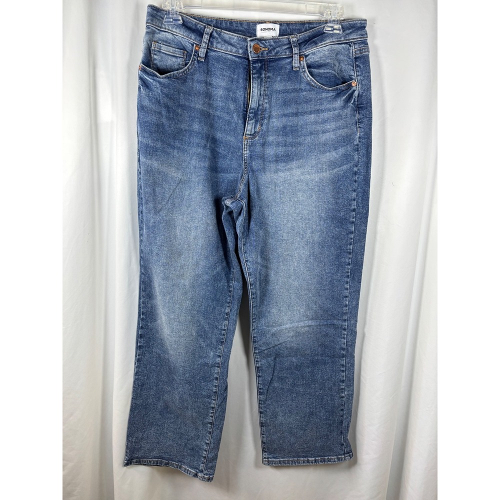 Sonoma Goods For Life Womens Blue High Rise Straight Leg Jeans Size 16R